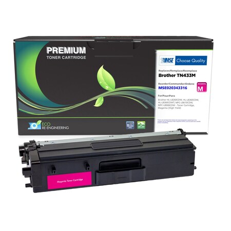 Mse MSE Remanufactured High Yield Magenta Toner Cartridge, Brother TN433M MSE020343316